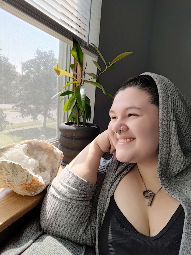 image of brittany near a window